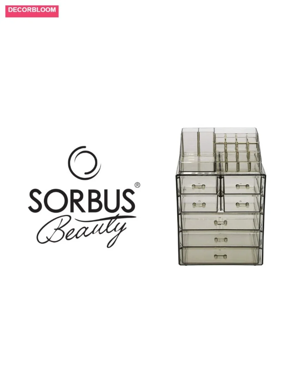 Acrylic Makeup Organizer with 7 Drawers, Vanity Storage for Brushes & Jewelry
